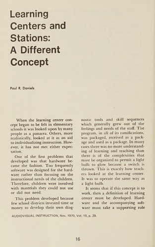 Classroom centers and stations in America and Britain.