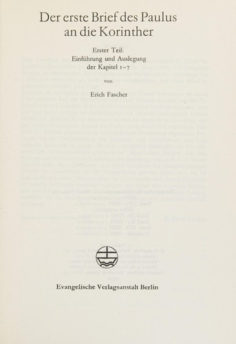 Der erste Brief des Paulus an die Korinther