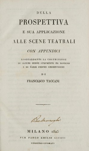 Della prospettiva e sua applicazione alle scene teatrali con appendici