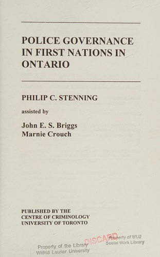 Police governance in First Nations in Ontario