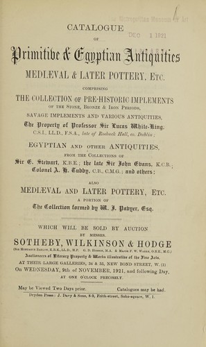 Catalogue of primitive and Egyptian antiquities