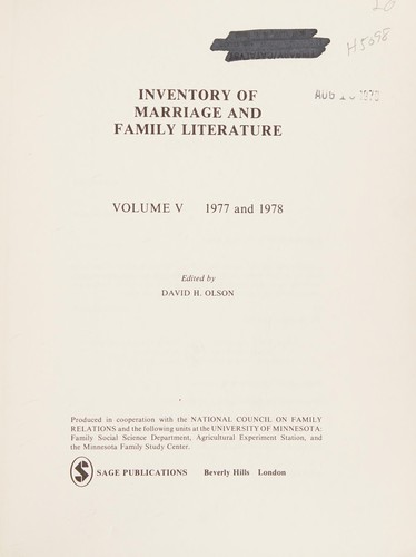 Inventory of Marriage and Family Literature