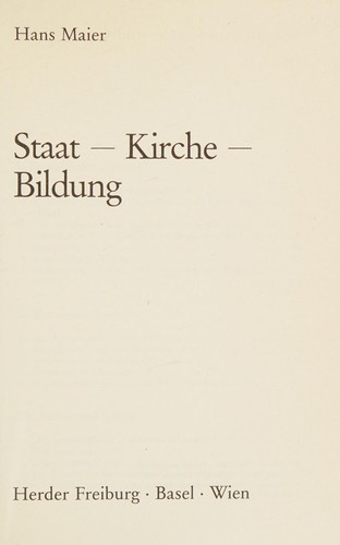Staat, Kirche, Bildung