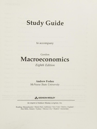 Study guide to accompany Gordon, Macroeconomics, Eighth Edition