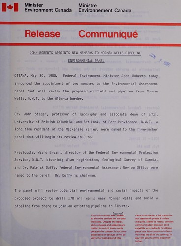 John Roberts appoints new members to Norman Wells pipeline environmental panel