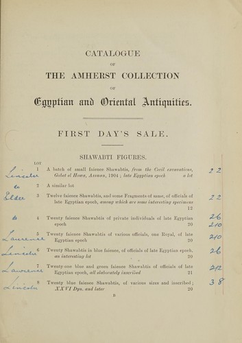 Catalogue of the Amherst collection of Egyptian and Oriental antiquities