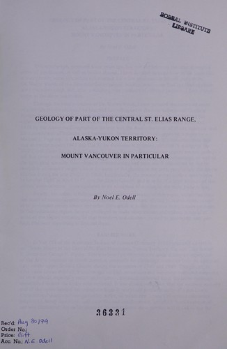 Geology of part of the central St. Elias Range, Alaska-Yukon Territory