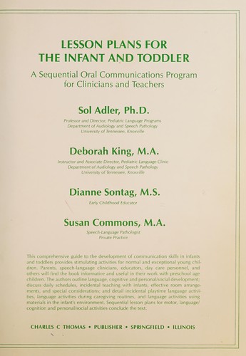 Lesson plans for the infant and toddler