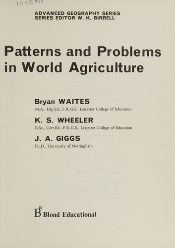 Patterns and problems in world agriculture