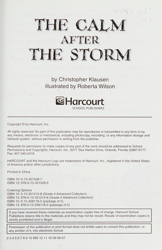 Calm after storm, advanced reader grade 4