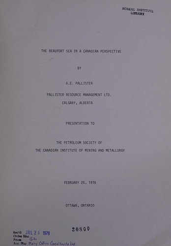 The Beaufort Sea in a Canadian perspective