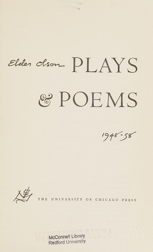 Plays & poems, 1948-58.