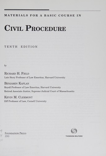 Materials for a basic course in civil procedure