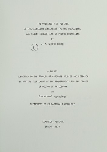 Client-counselor similarity, mutual dogmatism, and client perceptions of prison counseling