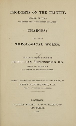 Thoughts on the Trinity, second edition, corrected and enlarged