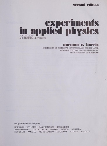 Experiments in applied physics for colleges and technical institutes.