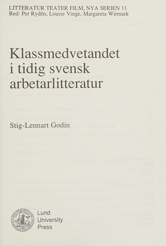 Klassmedvetandet i tidig svensk arbetarlitteratur