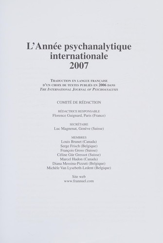 Anneé Psychanalytique Internationale
