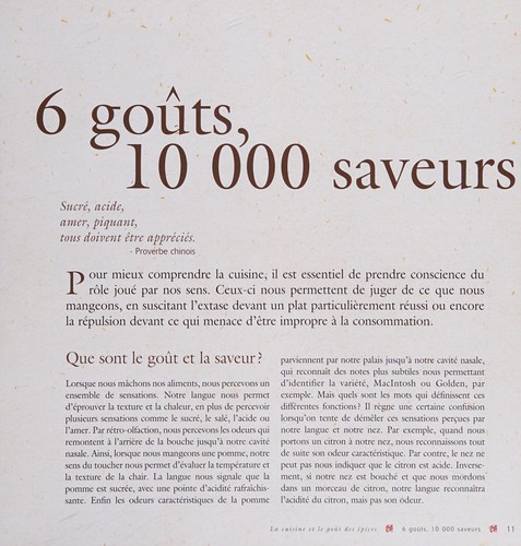 La cuisine et le goût des épices