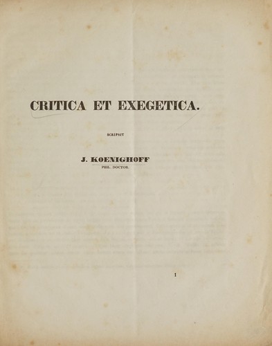 Critica et exegetica