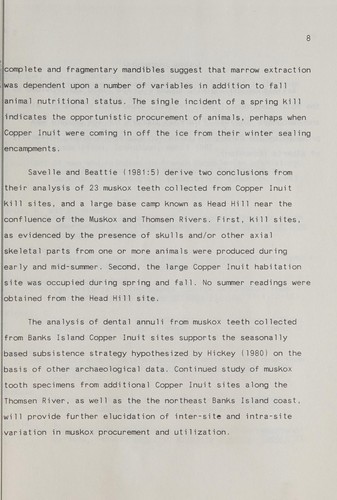 Dental annuli analysis as an aid in the determination of Copper Inuit subsistence strategies