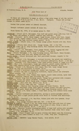 1952 price list of hemerocallis