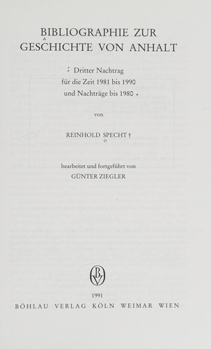 Bibliographie zur Geschichte von Anhalt
