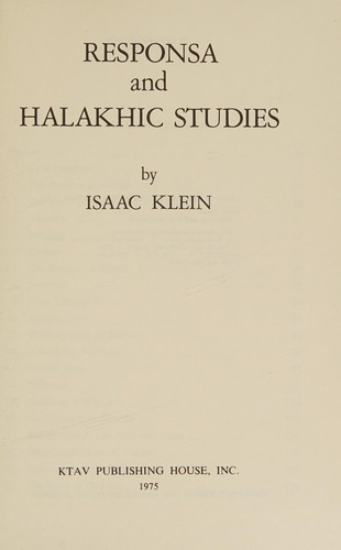 Responsa and halakhic studies