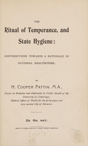 The ritual of temperance, and state hygiene