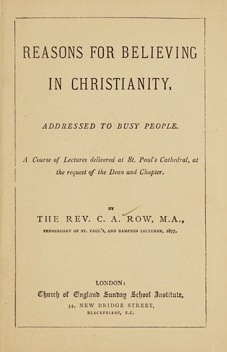 Reasons for believing in Christianity