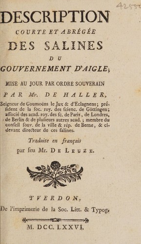 Description courte et abrégée des salines du gouvernement d'Aigle