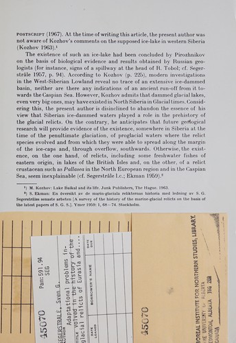 Adaptational problems involved in the history of the glacial relicts of Eurasia and North America