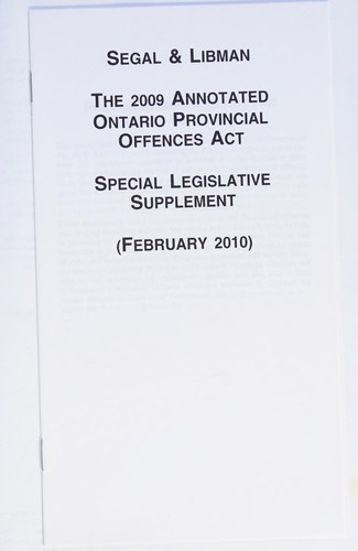 The 2009 Annotated Ontario Provincial Offences Act