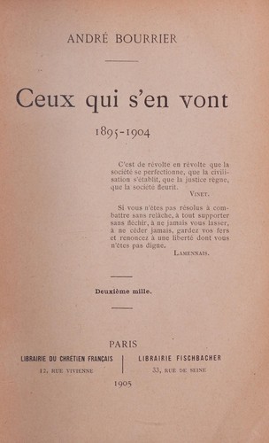 Ceux qui s'en vont, 1895-1904