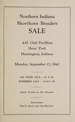 Northern Indiana Shorthorn Breeders sale