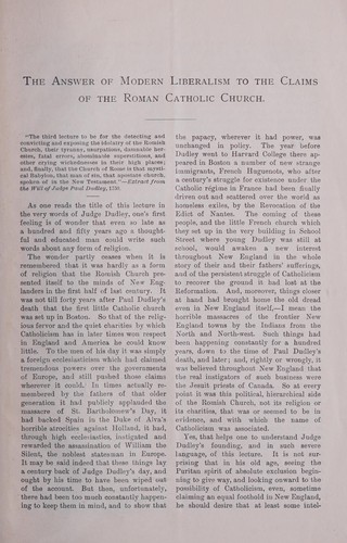 Liberalism's answer to the claims of the Romish Church