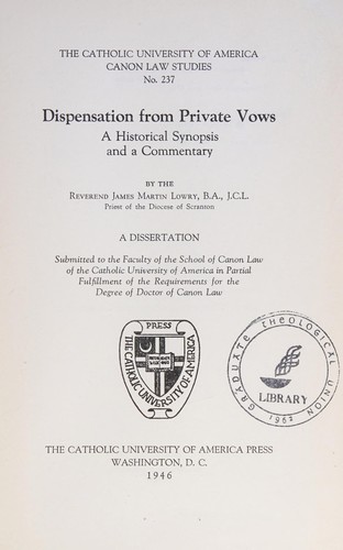 Dispensation from private vows