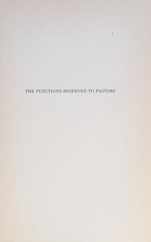 The functions reserved to pastors