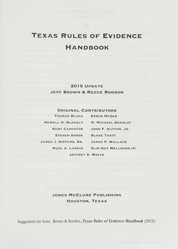 Texas rules of evidence handbook