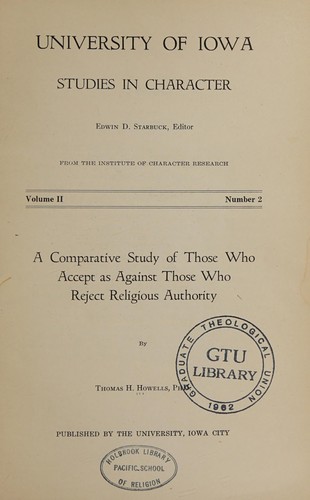 A comparative study of those who accept as against those who reject religious authority