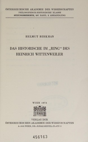 Das Historische im "Ring" des Heinrich Wittenweiler.