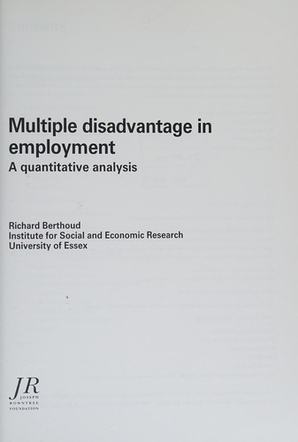 Multiple Disadvantage in Employment (Work & Opportunity)