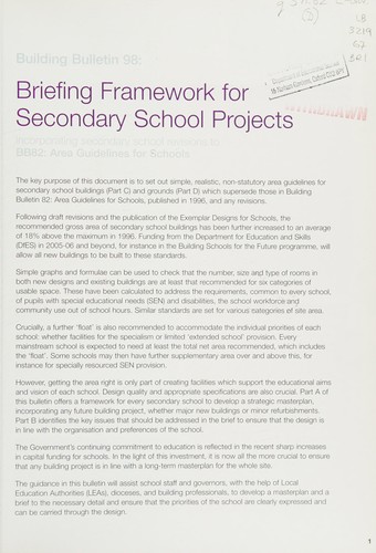 Briefing Framework For Secondary School Projects (Building Bulletin)