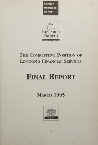 The competitive position of London's financial services