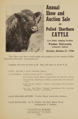 Annual show and auction sale of polled shorthorn cattle