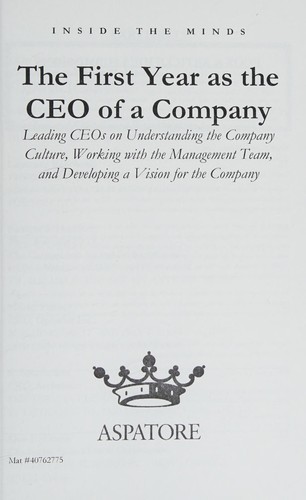 The first year as the CEO of a company