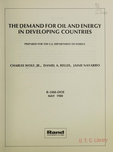 The demand for oil and energy in developing countries