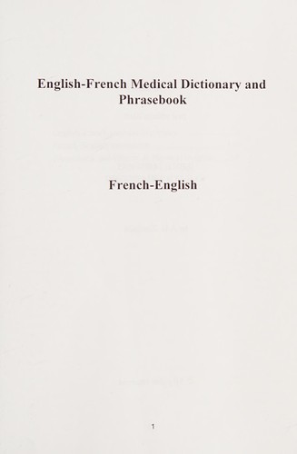 English-French medical dictionary and phrasebook