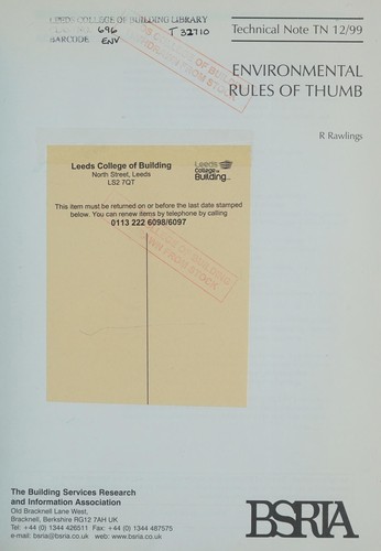 Environmental Rules of Thumb (TN 12/99)