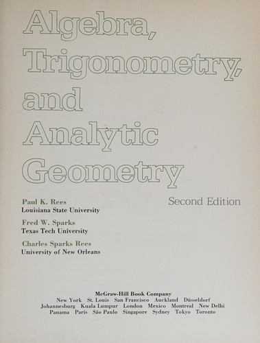 Algebra, trigonometry, and analytic geometry